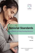 capeanationalstandards-cover7811179 Pregnant women taking prenatal lesson in park. Teacher explaining baby growth inside belly with pictures and drawings.